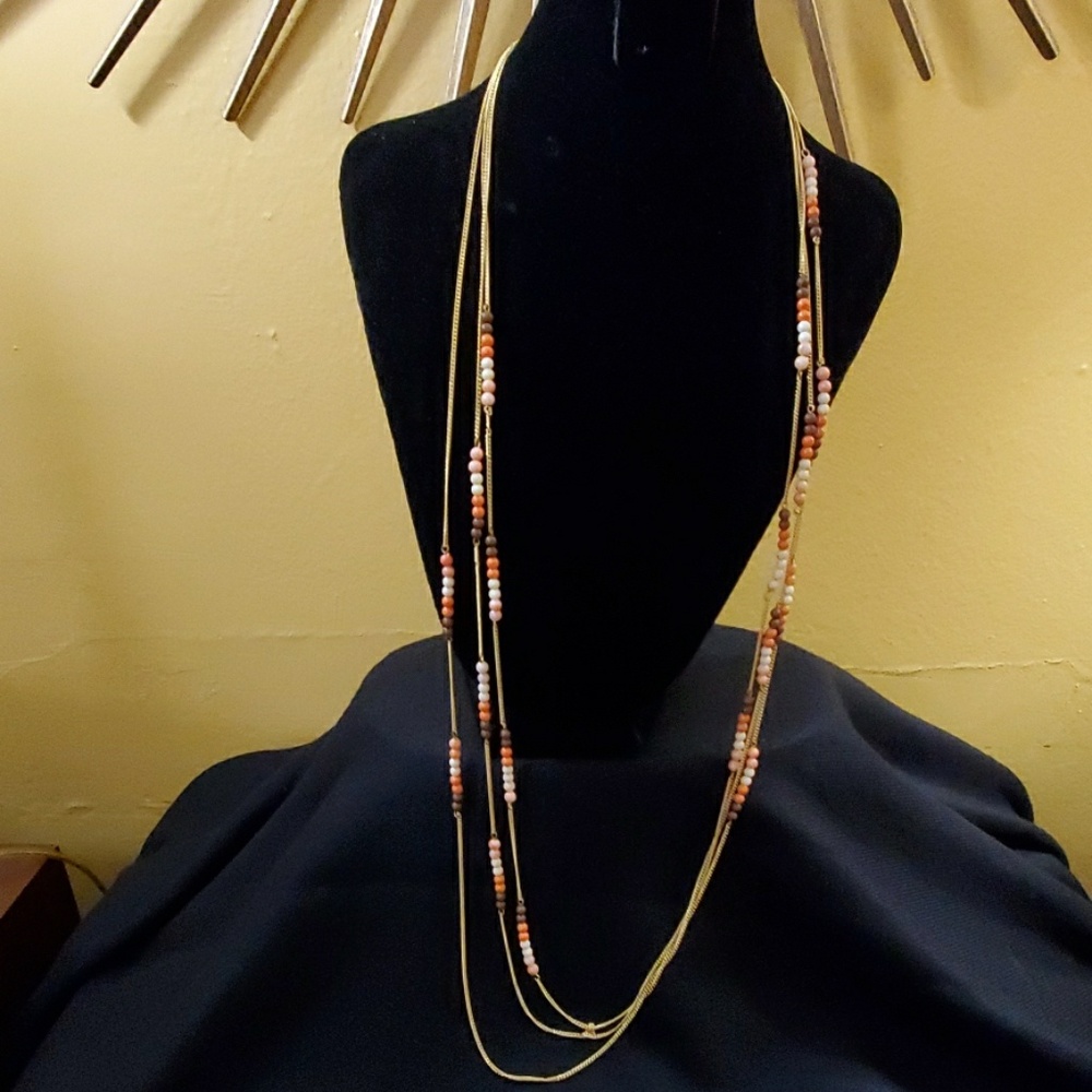 NEW LOFT Coral Brown Beaded Necklace #72